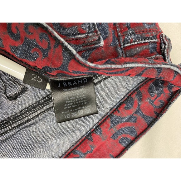 J Brand Red Brocade Skinny Jeans Size 25 | Style 811T6 IMB | Made‎ in USA - Picture 3 of 10